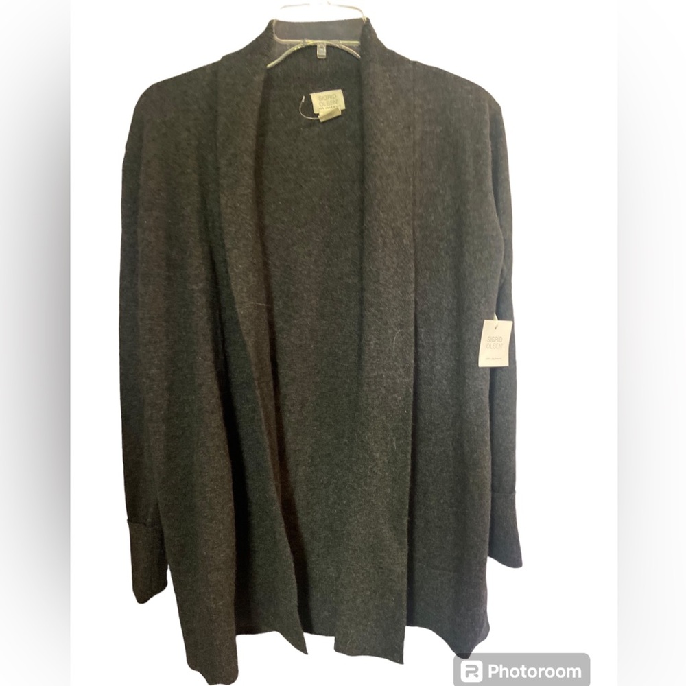 Sigrid Olsen grey open front cashmere cardigan ladies xs extra small